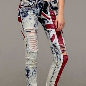 Machine Nouvelle Mode Union Jack Size 28 Waist High Jeans